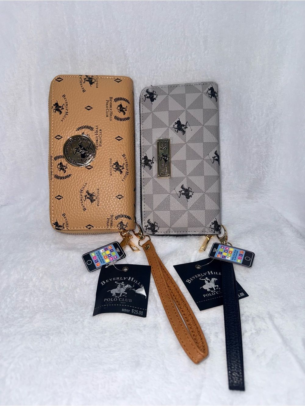Beverly Hills Polo Club Tan & Light Gray Wristlet Wallet Duo